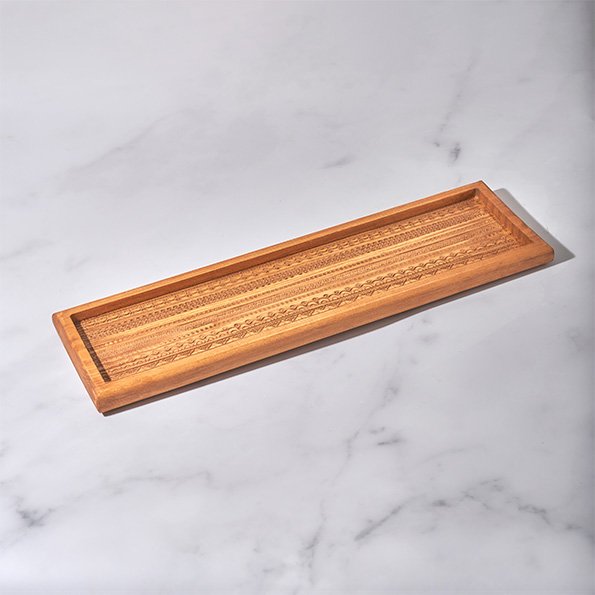 Boho rectangular wood tray 15 x 50 cm (2)